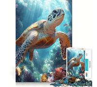 Puzzle da 1000 pezzi con tartaruga marina nella barriera corallina, ideale per ragazzi, gioco di logica e divertimento, con bordi lisci ed elegante (50x75cm)