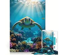 Puzzle da 1000 pezzi con tartaruga marina nella barriera corallina, ideale per ragazzi, un gioco stimolante per la mente, un hobby tranquillo, con tagli precisi e un regalo stagionale (50x75cm)