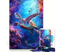 Puzzle da 1000 pezzi con tartaruga marina nella barriera corallina per ragazzi, gioco di logica e antistress, taglio preciso, regalo memorabile (38x26cm)