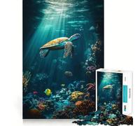 Puzzle da 1000 pezzi con tartaruga marina sott'acqua, ideale per adulti, con design logico e rilassante, con bordi chiari e un regalo speciale (38x52cm)