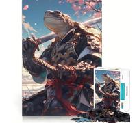 Puzzle da 1000 pezzi con tartaruga samurai e fiori di ciliegio (Sakura) per adulti, gioco di logica fine, per il tempo libero, con bordi definiti, oggetto da collezione (38x52cm)