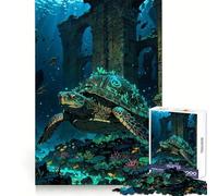 Puzzle da 1000 pezzi con tartaruga sottomarina e rovine, sfida mentale, relax accogliente, taglio preciso, regalo perfetto (38x52cm)
