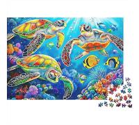 Puzzle da 1000 pezzi con tartarughe marine colorate, scuola di tartarughe marine arcobaleno per adulti, gioco educativo, bella decorazione, difficile, stimolante di compleanno, 38x26cm