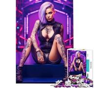 Puzzle da 1000 pezzi con tatuaggio ragazza cyberpunk rompicapo sfida per l'intelligenza giocattolo avvincente regalo per compleanni sfida difficile (dimensioni 38x26cm)