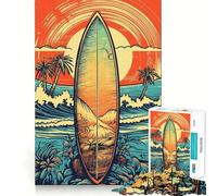 Puzzle da 1000 pezzi con tavola da surf vintage retrò per adolescenti, ideale per migliorare la memoria, ridurre la luce e favorire il relax, da assemblare e decorare la parete 50x75cm