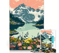 Puzzle da 1000 pezzi con tema Alaska,ghiacciaio e lago,taglio perfetto,divertente e intelligente,ideale per un'attività di gioco creativa e accogliente per il compleanno (38x26cm)