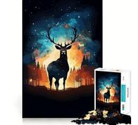 Puzzle da 1000 pezzi con tema animali,natura,cervi e cosmo,ideale per adolescenti,gioco stimolante per la mente,montaggio sicuro e stabile,divertimento assicurato per tutta la famiglia (38x26cm)
