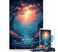 Puzzle da 1000 pezzi con tema anime,foresta,fiume e tramonto Gioco creativo che stimola la creatività,con pezzi ben saldi e resistenti,ideale per trascorrere del tempo di qualità con i propri cari