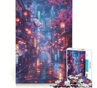 Puzzle da 1000 pezzi con tema anime "Strade notturne", decorazione da parete, stimolante da completare, ideale per rafforzare il legame di coppia 38x52cm