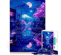 Puzzle da 1000 pezzi con tema anime Tokyo e luna, ideale per adulti, per migliorare la memoria e il tempo libero, con bordi precisi, perfetto come regalo per le festività 38x26cm