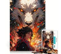 Puzzle da 1000 pezzi con tema anime Wolf Spirit,divertente gioco mentale,senza spazi vuoti,design a incastro perfetto, riunioni di famiglia (38x26cm)