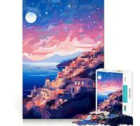 Puzzle da 1000 pezzi con tema Arte Greca,Grecia Sera,Taglio Senza Giuntura,Gioco per la Mente Attiva,Gioco Tranquillo,Divertente,Regalo di Compleanno,Hobby (38x52cm)