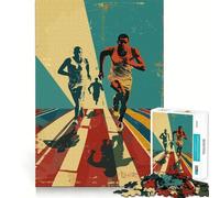 Puzzle da 1000 pezzi con tema atletica e stile retrò per ragazzi, ideale per stimolare la logica e il buon senso, un passatempo rilassante con bordi lisci e un regalo di alta qualità (50x75cm)