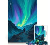 Puzzle da 1000 pezzi con tema Aurora Boreale,Escursione Notturna,Pittura Acrilica,Bordo Preciso,Puzzle Logico,Gioco di Tempo Libero,Regalo Divertente per Compleanno (50x75cm)