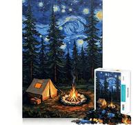 Puzzle da 1000 pezzi con tema "Avventura in campeggio nella notte stellata" per ragazzi, gioco di logica chiaro, divertimento tranquillo, tagli perfetti, una piacevole sorpresa 50x75cm
