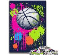 Puzzle da 1000 pezzi con tema basket ad acquerello, gioco stimolante e gioco per famiglie con poster abbinato e foglio di quiz 50x75cm