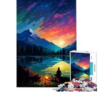 Puzzle da 1000 pezzi con tema campeggio in Alaska pixel art sfida di intelligenza e creatività gioco educativo corsa di velocità regalo per compleanni (dimensioni 38x52cm)