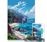Puzzle da 1000 pezzi con tema Costa della California,pixel art,tagli netti,arte logica,gioco rilassante,regalo di compleanno (38x26cm)