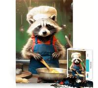 Puzzle da 1000 pezzi con tema cucina e procione per ragazzi, gioco di logica, momento di relax, taglio perfetto, lista dei desideri di Babbo Natale (50x75cm)