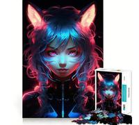 Puzzle da 1000 pezzi con tema Donna,Gatto e Adolescenti,gioco di memoria divertente,con componenti robusti e ben rifiniti,portatile e adatto ai viaggi (50x75cm)