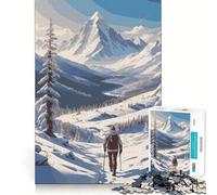 Puzzle da 1000 pezzi con tema escursione invernale in montagna,gioco di concentrazione mentale,taglio di precisione,bordi lisci,gioco significativo per costruire connessioni (38x52cm)