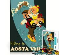 Puzzle da 1000 pezzi con tema escursionismo in Valle d'Aosta,decorazione Clean Fit,gioco per la mente,regalo,gioco rilassante,regalo di compleanno,arte (50x75cm)