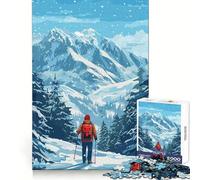 Puzzle da 1000 pezzi con tema escursionismo invernale in montagna per adolescenti, stimola la memoria, rilassa la mente, divertente e si incastra perfettamente, perfetto per Natale (38x52cm)