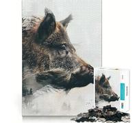 Puzzle da 1000 pezzi con tema foresta e cinghiale,ideale per allenare la mente,con pezzi ben tagliati e senza sbavature Un'attività coinvolgente per serate tranquille (50x75cm)