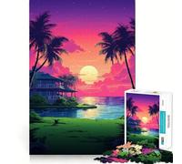 Puzzle da 1000 pezzi con tema Hawaii Resort,pixel art,taglio preciso,gioco cognitivo divertente,svago e paesaggio natalizio (38x52cm)