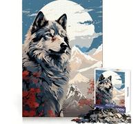 Puzzle da 1000 pezzi con tema Lupo in stile retrò giapponese, ideale per adolescenti, per sviluppare la memoria e favorire il relax Taglio preciso Regalo di compleanno (50x75cm)