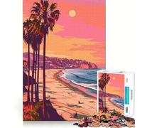 Puzzle da 1000 pezzi con tema minimalista "LA Beach Art",gioco di squadra pulito,regalo intelligente,momento di relax,decorazione natalizia (50x75cm)
