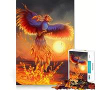 Puzzle da 1000 pezzi con tema mito della fenice e fuoco, ideale per ragazzi, gioco di logica, leggero e rilassante, con taglio liscio, perfetto per decorare la parete (38x26cm)