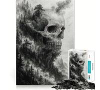 Puzzle da 1000 pezzi con tema Montagna del Teschio e Foresta, ideale per adolescenti, un gioco di logica e antistress Taglio netto Lista dei desideri di Babbo Natale 38x26cm