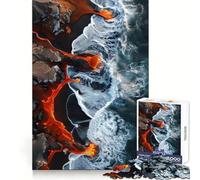 Puzzle da 1000 pezzi con tema oceano vulcanico e lava per adulti, stimolante per la mente, rilassante e distensivo, con taglio di alta qualità, ideale come regalo di compleanno (50x75cm)