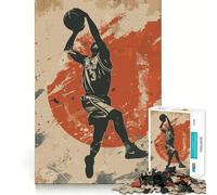 Puzzle da 1000 pezzi con tema pallacanestro,schiacciata,stile vintage,taglio preciso,arte creativa,gioco per la mente,facile da giocare,decorazione natalizia (38x52cm)