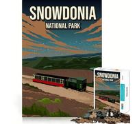 Puzzle da 1000 pezzi con tema Parco Nazionale di Snowdonia Inghilterra treno e poster Pezzi ben definiti Gioco per lo sviluppo delle capacità cognitive ideale per momenti di relax e divertimento
