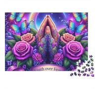 Puzzle da 1000 pezzi con tema preghiera spirituale, mani in preghiera e rose, gioco educativo per adulti, decorazione per la casa, difficile e stimolante, ideale per compleanni, 52x38 cm