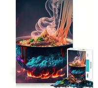 Puzzle da 1000 pezzi con tema Ramen giapponese per adolescenti, ideale per stimolare la memoria, rilassare e creare un'atmosfera piacevole Taglio di alta qualità Sorpresa di compleanno (50x75cm)