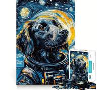 Puzzle da 1000 pezzi con tema Retriever e astronauta, ideale per adolescenti, un gioco rilassante e stimolante per la mente Taglio di alta qualità, (38x26cm)