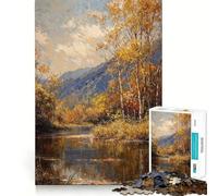 Puzzle da 1000 pezzi con tema "Ruscello autunnale",decorazione pulita e adatta,gioco di abilità mentale,momento di relax,decorazione natalizia da parete (38x52cm)