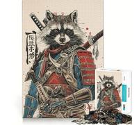 Puzzle da 1000 pezzi con tema Samurai e Procione, giocattolo di logica per interni, regalo memorabile di alta qualità (50x75cm)