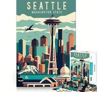 Puzzle da 1000 pezzi con tema Seattle, Washington, ideale per viaggi, con bordi lisci, per concentrarsi e divertirsi, perfetto per momenti di relax, ideale come regalo di compleanno (38x52cm)