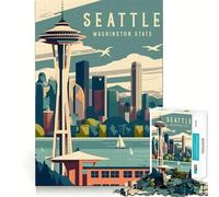 Puzzle da 1000 pezzi con tema Seattle, Washington, viaggi, tagli netti, arte, logica, gioco di pensiero, relax, regalo di compleanno divertente (50x75cm)