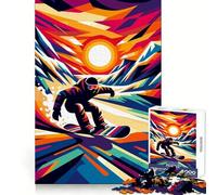 Puzzle da 1000 pezzi con tema snowboard e tramonto Wpap per adolescenti, ideale per rafforzare la memoria e il legame familiare, con bordi precisi e un regalo premuroso (50x75cm)