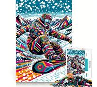 Puzzle da 1000 pezzi con tema snowboard Wpap Pop Art per adolescenti, gioco di logica fine, divertimento rilassante, decorazione da parete con bordi puliti (50x75cm)
