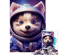 Puzzle da 1000 pezzi con tema spaziale cucciolo di husky sfida per l'intelligenza giocattolo avvincente gioco impossibile antistress idee regalo (dimensioni 38x52cm)