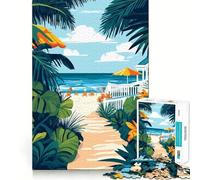 Puzzle da 1000 pezzi con tema spiaggia del Delaware,estate,arte minimalista,gioco di precisione,divertente e stimolante per risolvere problemi,ideale per momenti di relax,decorazione e regalo