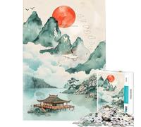 Puzzle da 1000 pezzi con tema "Tempio tranquillo all'alba" gioco per famiglie sfida per l'intelligenza giocattolo avvincente ottimo regalo per compleanni (dimensioni 38x52cm)