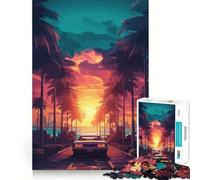 Puzzle da 1000 pezzi con tema Tramonto in strada per ragazzi, ideale per migliorare la memoria, rilassarsi e trovare il momento giusto Bordo preciso 38x52cm