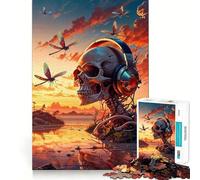 Puzzle da 1000 pezzi con tema Twilight, musica e teschio, bordi lisci, gioco divertente e rilassante, regalo di compleanno (38x26cm)
